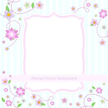 Vector blue striped background with flowers clipart
