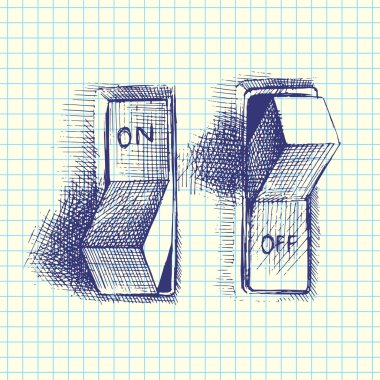 On and off switch, hand drawn, vector clipart