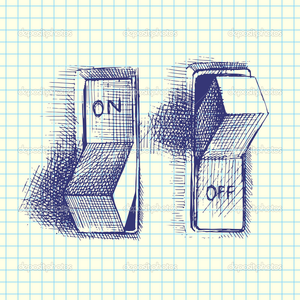 On and off switch, hand drawn, vector