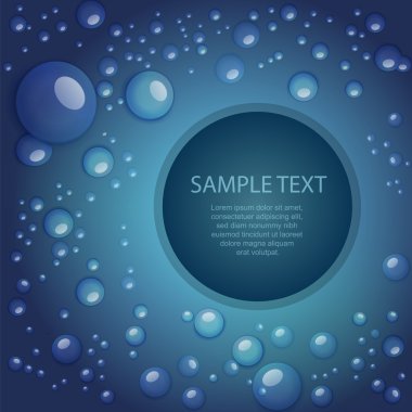 Blue abstract background with drops and copy space clipart