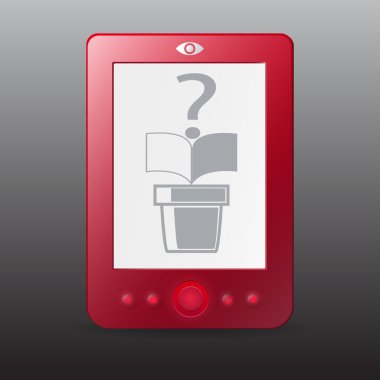 Red e-reader. Vector illustration. clipart