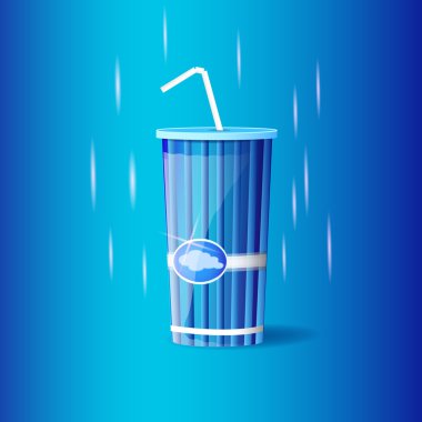 Plastic container with straw clipart