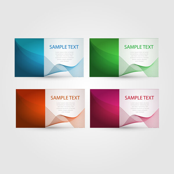 Vector set of abstract stylish bright colorful business cards wave design