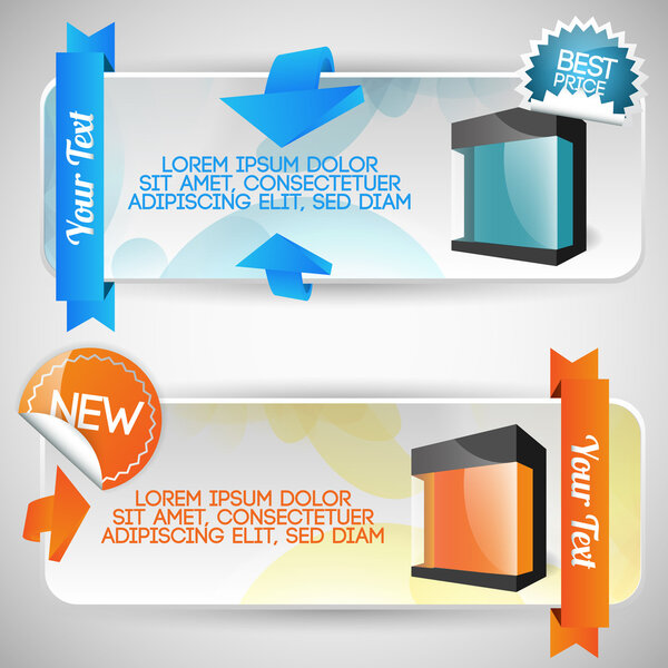 Banner set for sale with stickers and labels. Vector illustration.