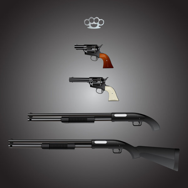 Weapons arsenal set. Vector illustration.