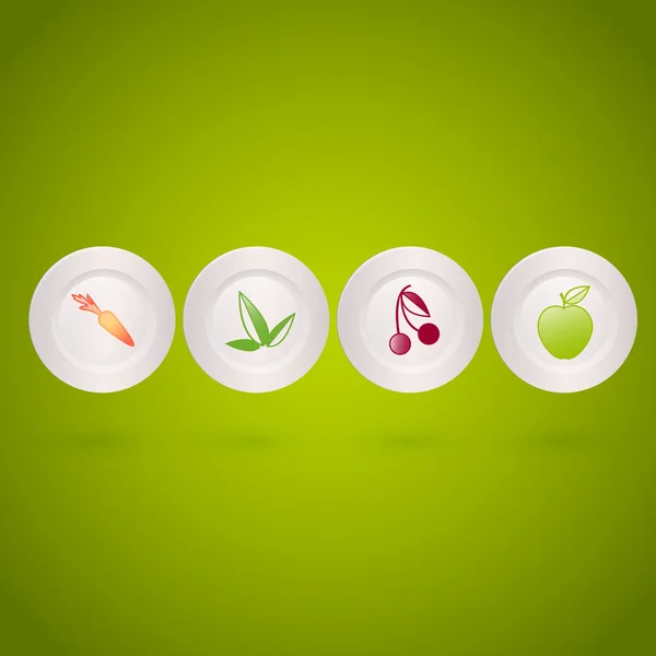 Conjunto Vectorial Icono Con Verduras Frutas — Vector de stock