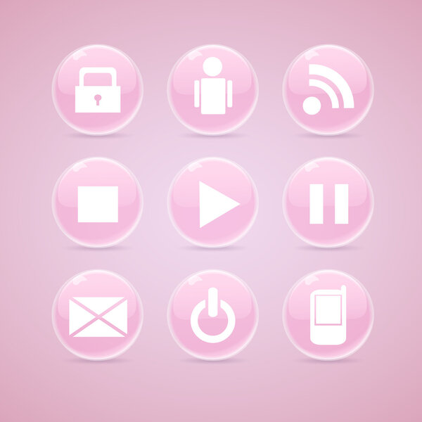 Блестящие медиа-кнопки. Вектор
