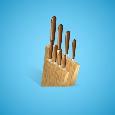 Knife set for the kitchen vector illustration on blue background clipart