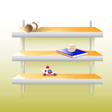 Vector stylish modern shelf with different things on it clipart