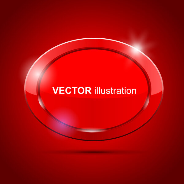 Shiny red round banner, vector