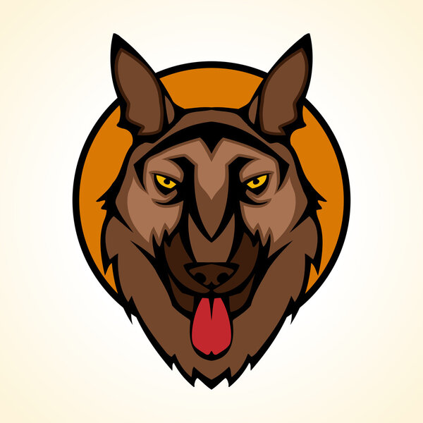 Векторная иллюстрация щёлкания головы собаки внутри круга
.