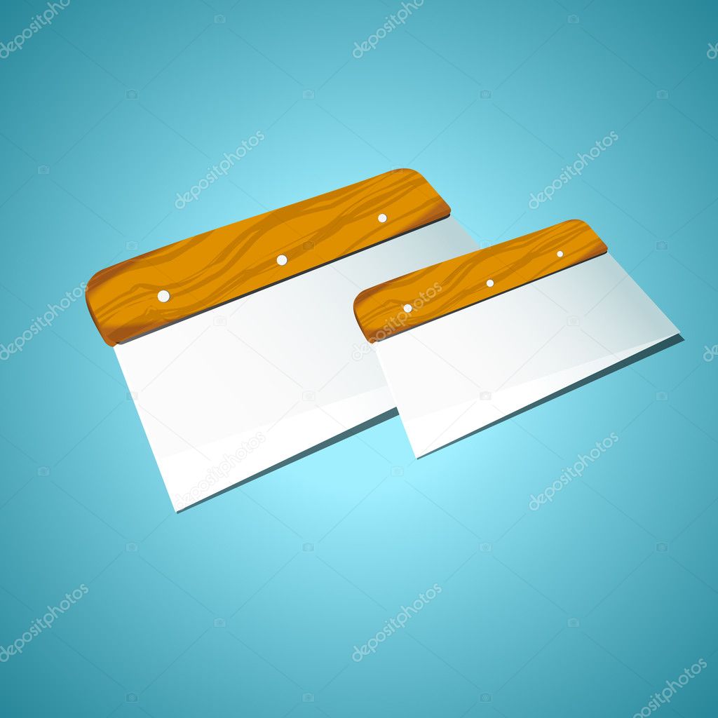 Spatula on a blue background, vector