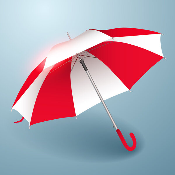 Vector umbrella. Red and white.
