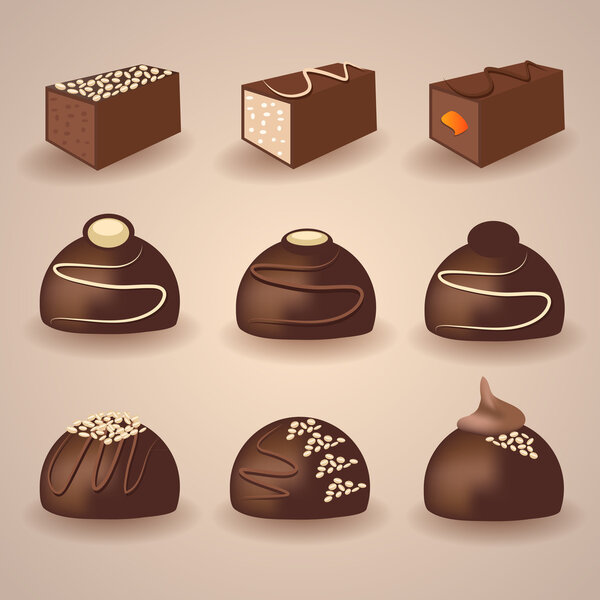 Vector set of chocolate candies