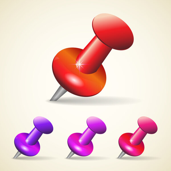 Набор цветных булавок. Вектор
