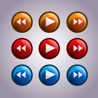 Vector set of media symbol buttons. clipart