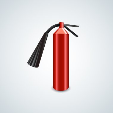 Red metal glossiness fire extinguisher. Vector illustration. clipart