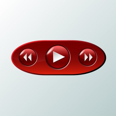 Red media buttons. vector illustration  clipart