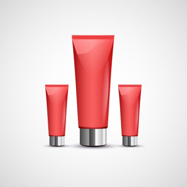 Red clean tubes of cream. Vector illustration. clipart