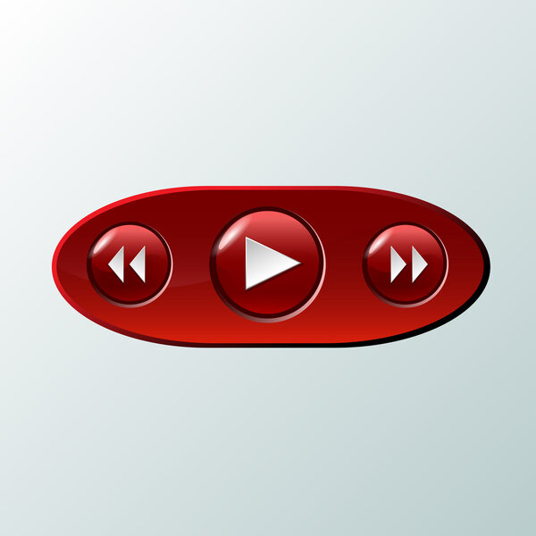 Red media buttons. vector illustration 