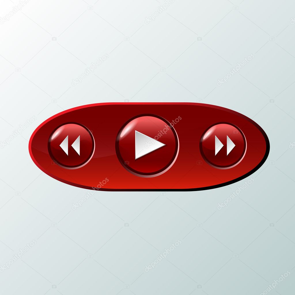 Red media buttons. vector illustration 