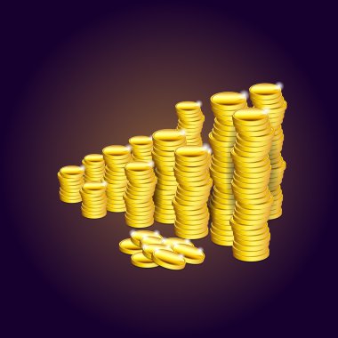 Stacks of gold coins. Vector illustration. clipart