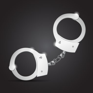 Vector illustration of metal handcuffs. clipart