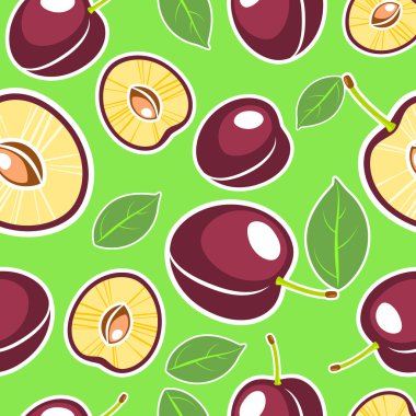 Vector background with plums clipart