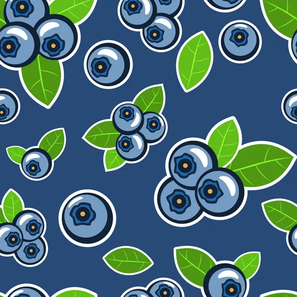 Vector Background Blueberries Leaves — Stock Vector