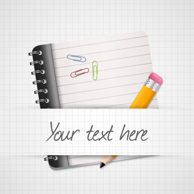 Yellow Pencil and notepad icon. Vector illustration clipart