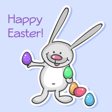 Easter bunny with eggs. Vector illustration. clipart