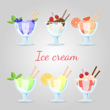 Vector set of different ice cream. clipart