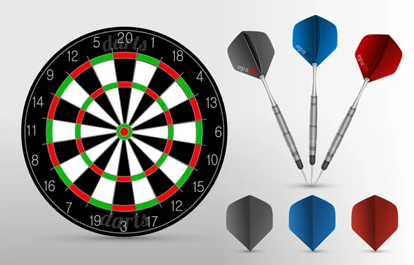 Dartboard Com Três Dardos Fundo Branco Vetor —  Vetores de Stock