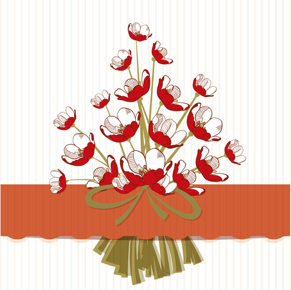 Vector background with bouquet of flowers.