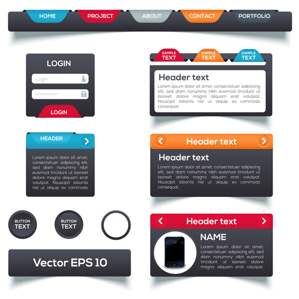 Elementos Web Ilustración Vectorial — Vector de stock