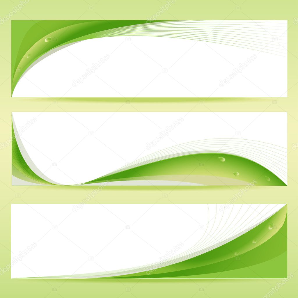 Vector set of green banners.