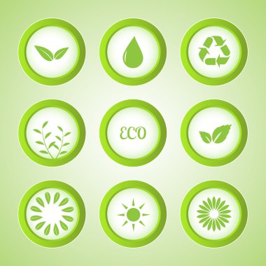Vector set of eco buttons. clipart