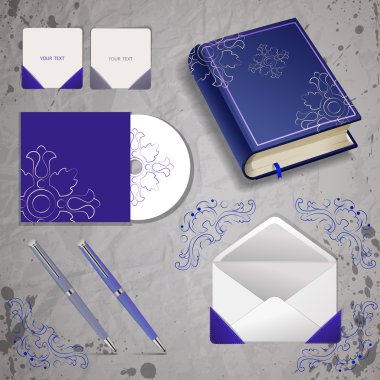 kitap, kalem, zarf ve disk vektör şablonları.
