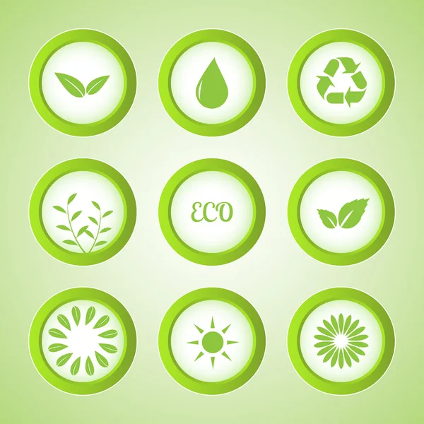 Vector Set Eco Buttons — Stock Vector