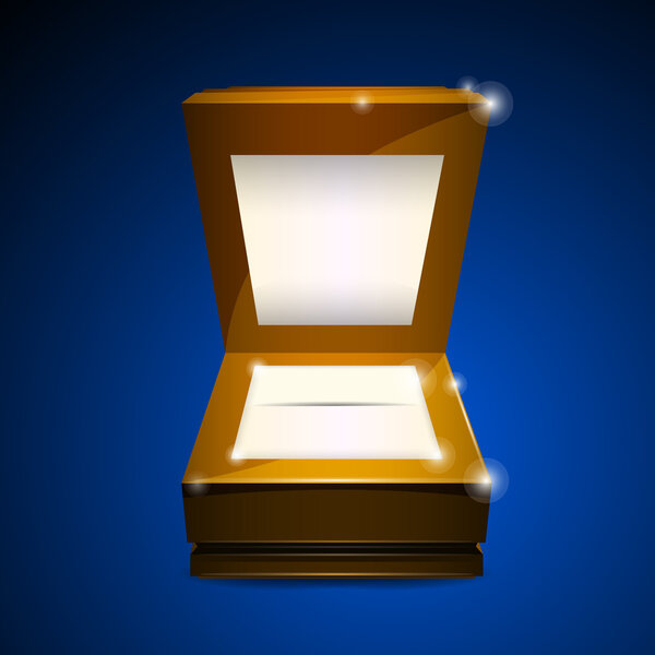 Open wooden box. Vector illustration.