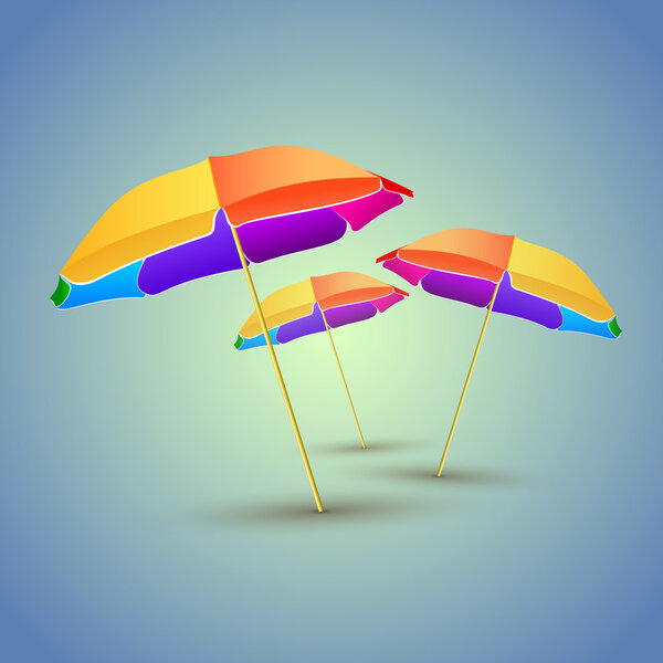 Vector illustration of colorful beach umbrellas
