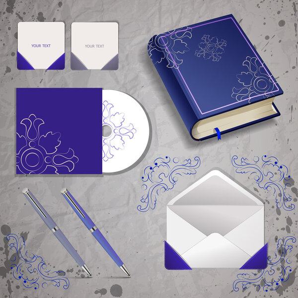 Vector templates of book, pen, envelope and disk.