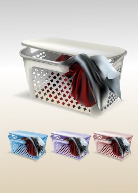Vector basket with clothes clipart