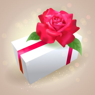 Gift box with rose clipart