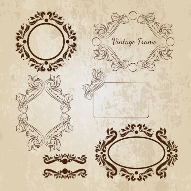 Set of vector vintage frames clipart
