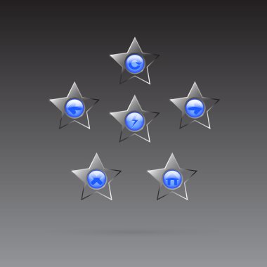 Vector glass star browser buttons set clipart