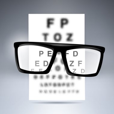 Vector test alphabet with glasses. clipart