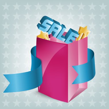 pembe alışveriş çantası ile Satılık bir iz. vektör çizim