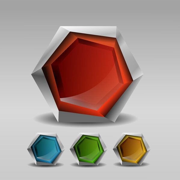 Set of colored buttons