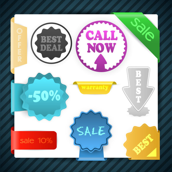 Set of vector sale signs, labels, badges, stickers